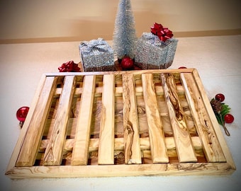 Tabla de cortar/recoger migas de pan hecha de madera de olivo