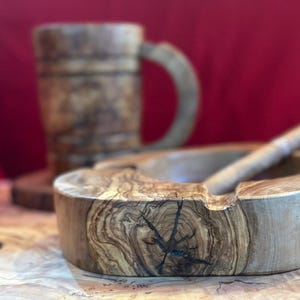 Nuovo** Posacenere rustico in legno d&#39;ulivo fatto a mano ** Posacenere per sigari