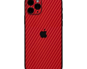 Red Carbon Fiber Premium Vinyl Skins for your iPhone - Skin Wraps for Edge-to-Edge Protection – Made in USA (Red Carbon Fiber)