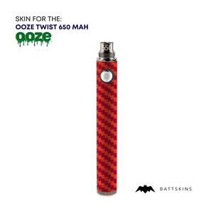 OOZE Twist 510 Thread 650 mAh Skin | Red Carbon Fiber 3D Skin *SKIN ONLY* | No Device Included - Wrap Only (2 Pack)