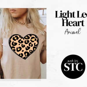 Light Leopard Heart T-shirt, Women&#39;s Graphic Print Tee, Short Sleeve Casual Shirt, Trendy Animal Design