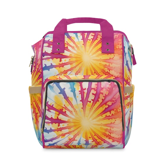 Colorful Tie-Dye Diaper Backpack - Stylish and Spacious Bag for Parents on the Go