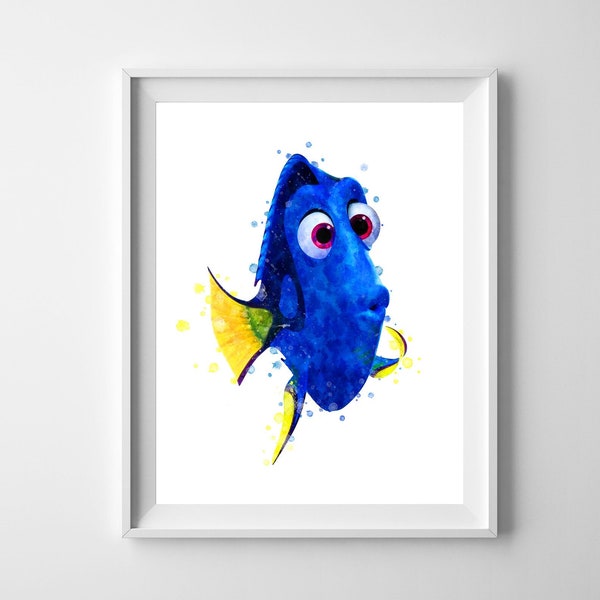 Finding Dory Watercolor Art Print Finding Dory Wall Art Dory Poster Nursery Wall Decor Dory Printable Finding Dory Gift Digital Download