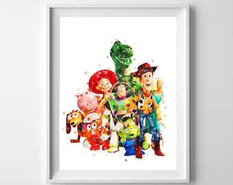 Toy Story Watercolor Art Print Toy Story Printables Toy Story Poster Woody Jessie Painting Buzz Lightyear Art Toy Story Wall Decor Gift Idea