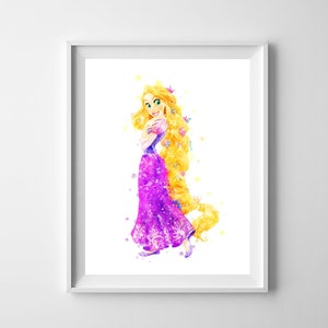 Rapunzel Art Print Princess Rapunzel Watercolor Poster Rapunzel Printable Tangled Painting Baby Nursery Room Decor Princess Digital Download