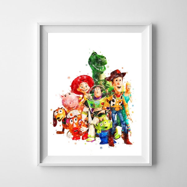 Toy Story Watercolor Art Print Toy Story Printables Toy Story Poster Woody Jessie Painting Buzz Lightyear Art Toy Story Wall Decor Gift Idea