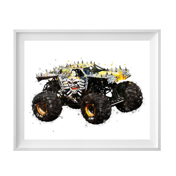 Monster Truck Prints Max-D Watercolor Monster Truck Poster Max-D Printable Boys Room Decor Monster Truck Wall Art Digital Download