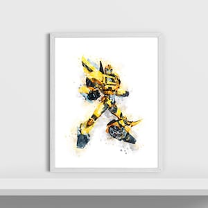 Bumblebee Print Watercolor Transformers Wall Decor Bumblebee Wall Art Bumblebee Printable Superhero Nursery Kids Decor Gift instant Download