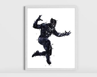 Black Panther Aquarel Superhero Art Print Black Panther Schilderij Superhero Poster Wall Art Home Kids Room Decor Gift Digital Download