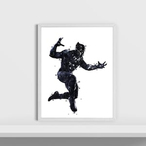 Black Panther Aquarell Superheld Kunstdruck Schwarz Panther Gemälde Superheld Poster Wandkunst Home Kinderzimmer Dekor Geschenk Digital Download