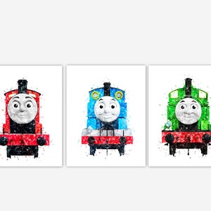 Thomas and Friends Set of 3 Print Thomas the Train Watercolor Poster Thomas and Friends Printables Nursery Kids Room Decor Digital Download