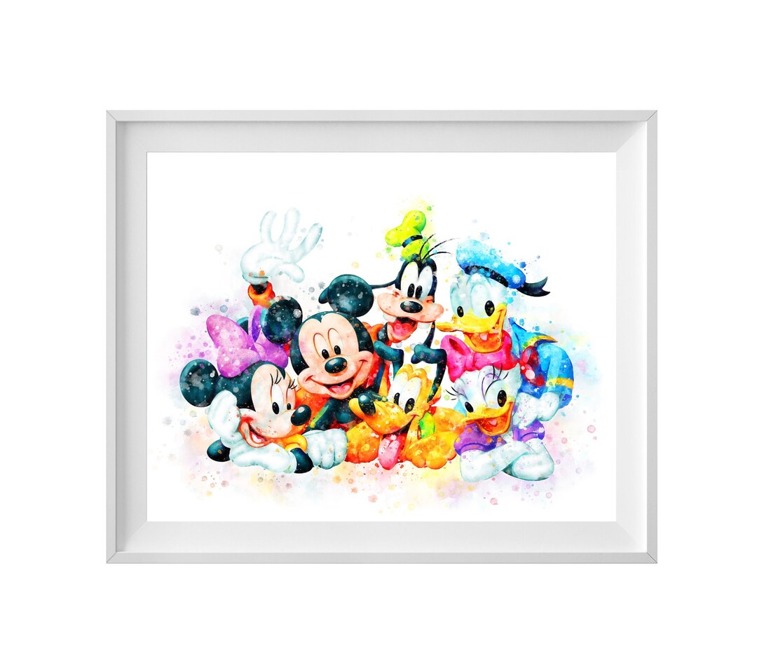 Mickey Minnie Mouse Watercolor Art Print Watercolor Printable Donald ...