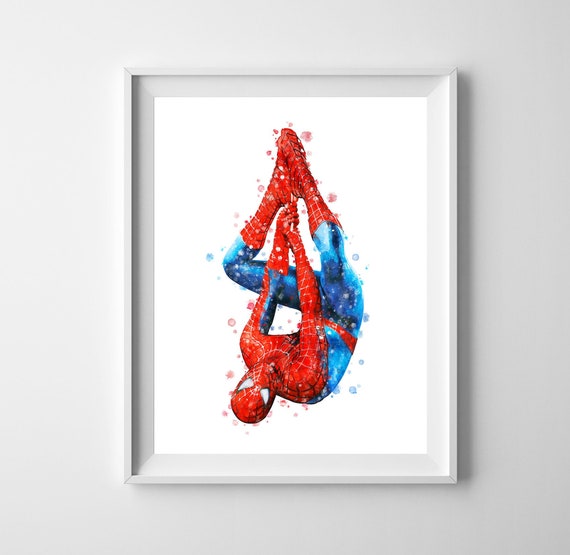 Spiderman Watercolor Print Superhero Poster Spiderman Painting Marvel Printable Art Spiderman Wall Art Nursery Decor Gift Digital Download
