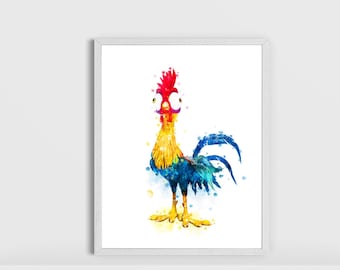 Princess Moana Print Maui Moana Pua Hei Hei Watercolor Printable Princess Moana Wall Decor Nursery Wall Art Moana Birthday Digital Download