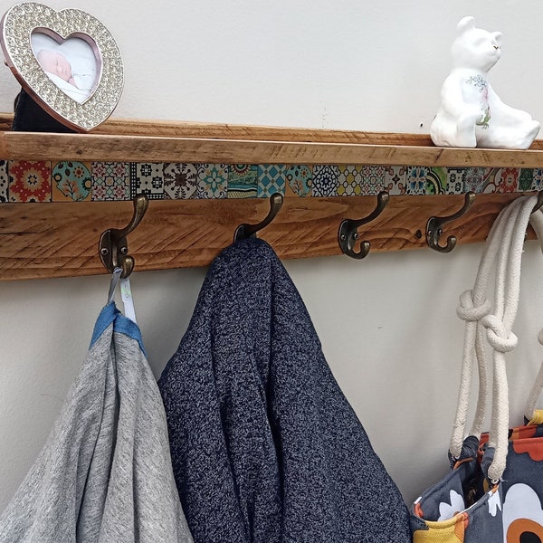 Custom rustic coat rack - you choose number of pegs and colour