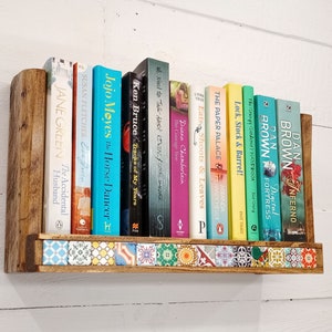 Custom wall-mounted book rack - you choose length and colour