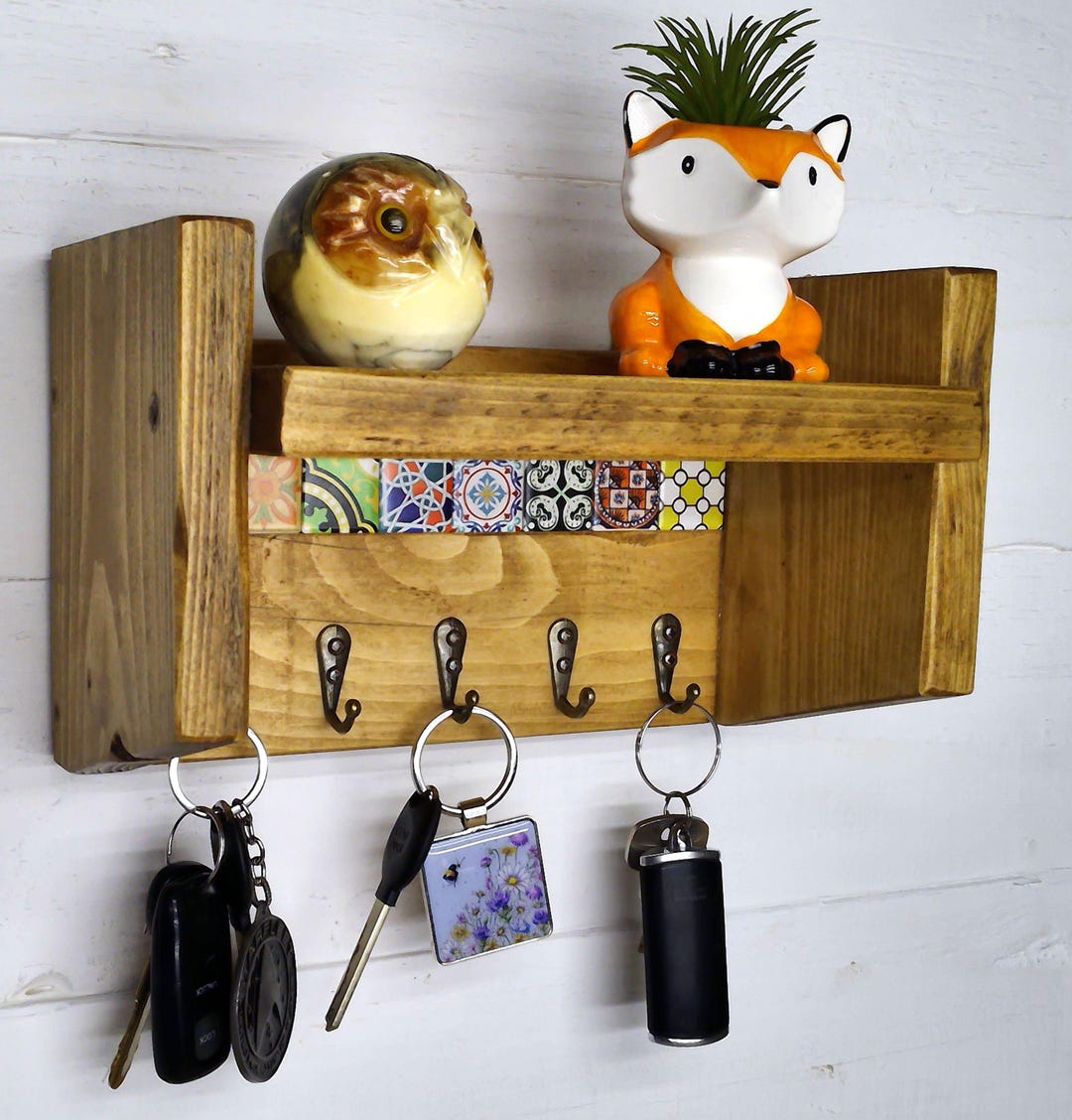 Reclaimed Key Rack Key Rack With Moroccan Tiles Handcrafted Reclaimed Wood – Modern ...