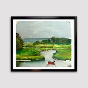 Landscape Wall Art Boat Painting for Home Decoration Gift for Dad Gift for Boyfriend Oil Painting