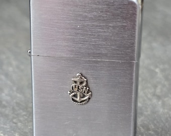 1957 USN Navy Anchor Emblem Zippo Cigarette Lighter Military Theme Applied Logo
