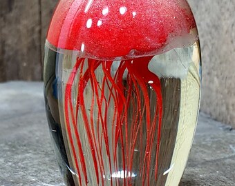 Vintage Handmade Dynasty Gallery Art Glass Jellyfish Paperweight 4"