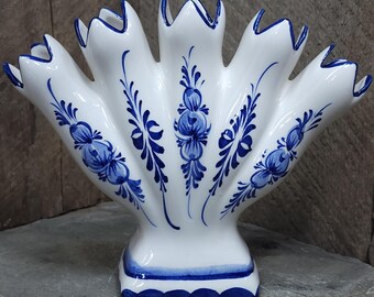Vintage RCCL Jay Willfred Andrea By Sadek Hand-Painted Fan Finger Vase Portugal