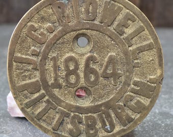 Fundición de insignias de equipos de latón de JC Bidwell de Pittsburgh, Guerra Civil de 1864