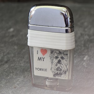 I Love My Yorkie Vintage Yorkshire Terrier Scripto Vu-Lighter Cigarette Lighter