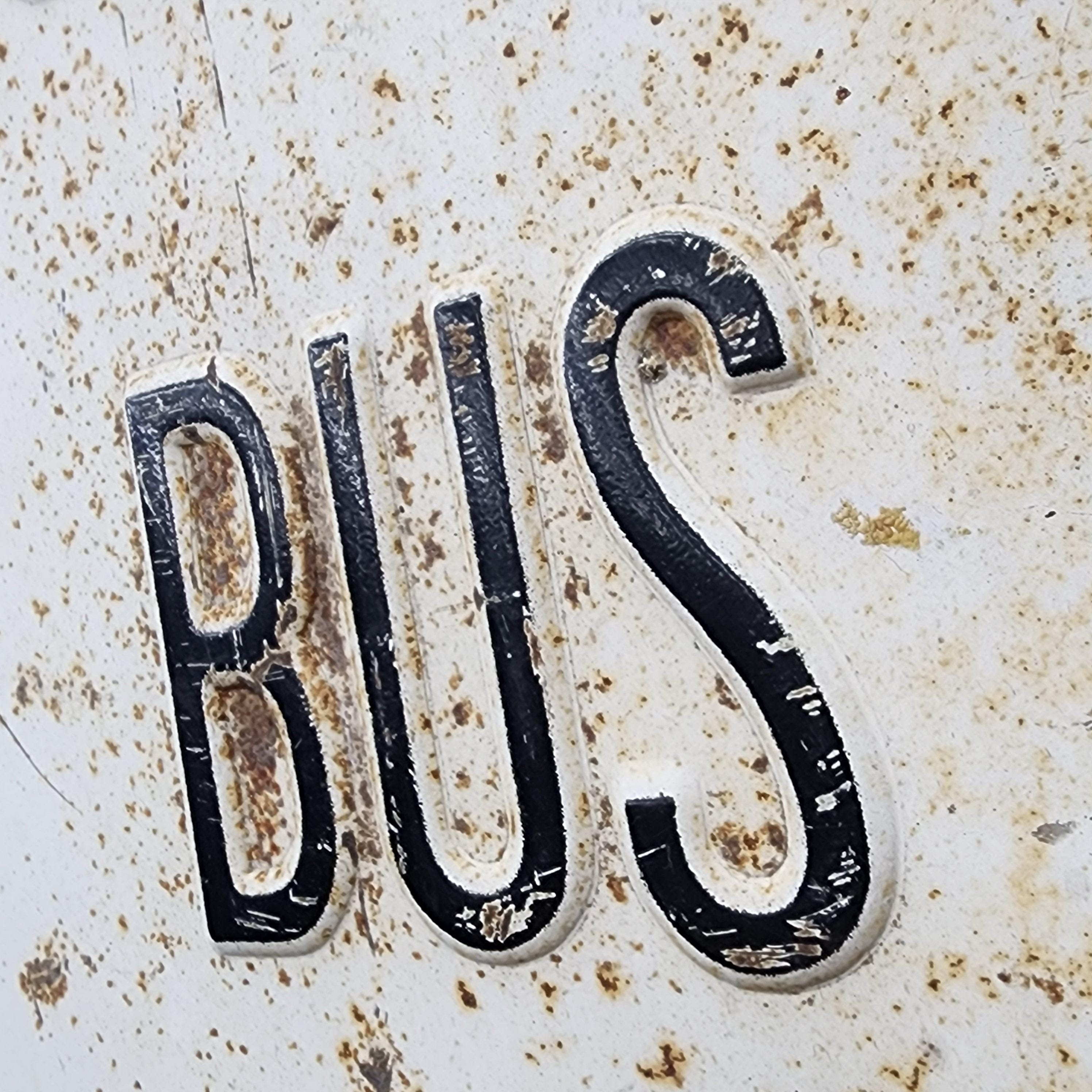 Antique Heavy Steel Embossed School Bus Stop Street Sign Road Traffic ...
