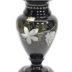 Vintage Egermann Dark Olive Cut to Clear Cased Bohemian Czech Art Glass Vase