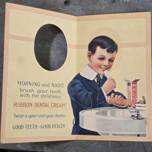 Livret de cartes commerciales mécaniques publicitaires sur le dentifrice crème dentaire Colgate, 1915