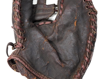 Antique Hutch Leather Lobster Claw Left Hand First Baseman's Baseball Glove Mitt