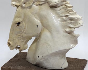 1978 James Spratt Flaming Mane Horse Head Bust Sculpture Austin Productions