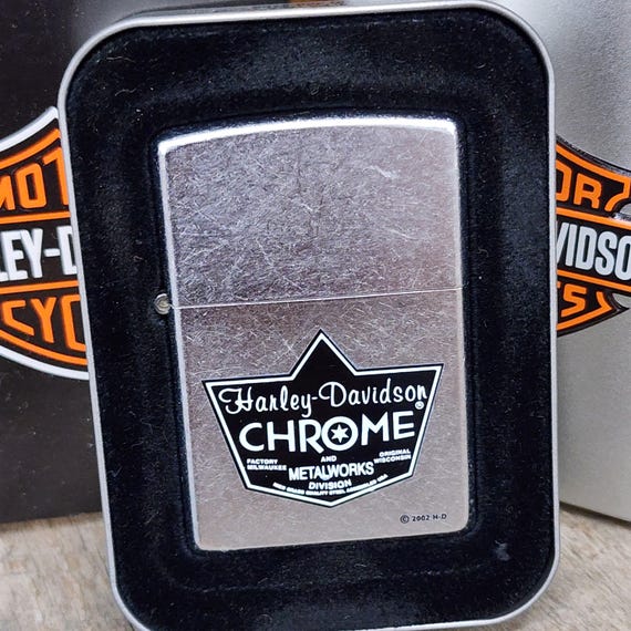 cigarette lighter harley davidson Vintage 2001 Harley Davidson Chrome & Metalworks Zippo Cigarette Lighter in  Box
