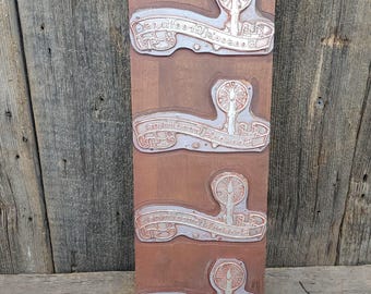 Season's Greetings Vintage Christmas Candle Letterpress Printing Block Card