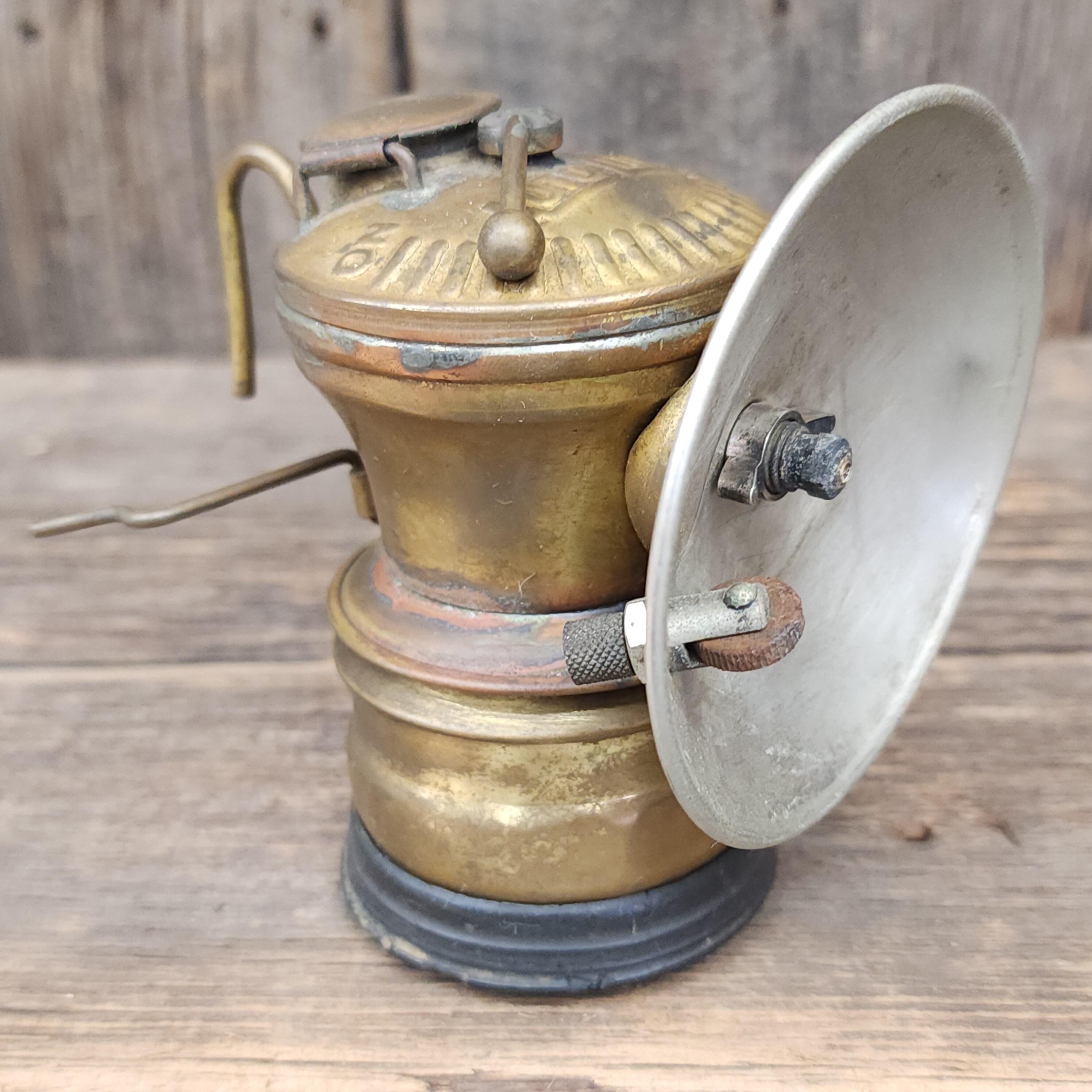 Brass Auto-Lite Antique Coal Miner's Lamp Carbide Helmet Light Mine Tool  Mining