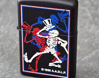 1995 Unfired Zippo Dancing Skeletons Grateful Dead A.A.D.L.P. Cigarette Lighter