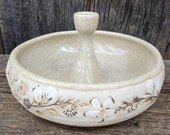 1982 Vintage Signed Las Rubieras Hand Thrown Art Pottery Bowl Cat Fountain