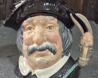 Jarra vintage Royal Doulton con asa de burro, personaje de Sancho Panca de Don Quijote.