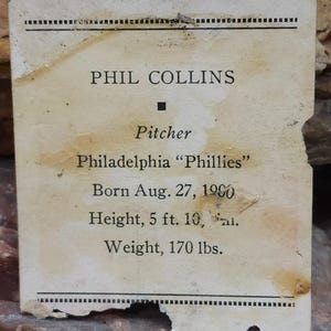Phil Collins Jolley 1933 Tattoo Orbit Chewing Gum Baseball Card Phillies image 2