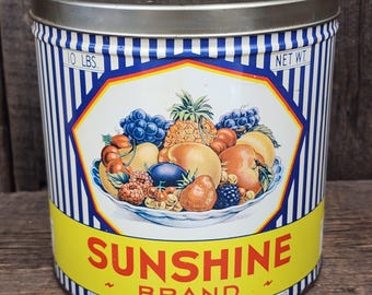 Lata de fruta Vintage Sunshine Brand de 10 libras, Larry Young, noreste de Pensilvania.