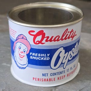 Vintage Qualitätsmarke frisch geshucked 12 oz. Austern Dose Leere Austerndose