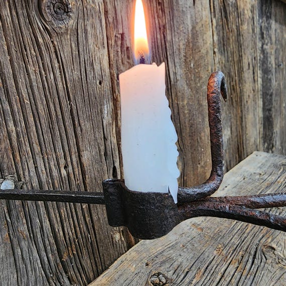 Pitted Antique Well Worn Sticking Tommy Coal Miner's Candle Holder