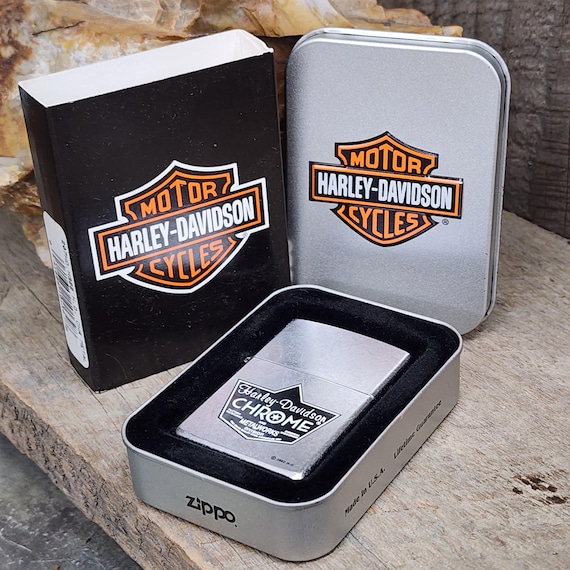 harley cigarette lighter Vintage 2001 Harley Davidson Chrome & Metalworks Zippo Cigarette Lighter in  Box