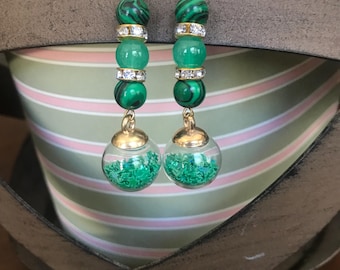 Green Flower Earrings