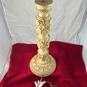 Handmade, hand carved solid walnut table lamp