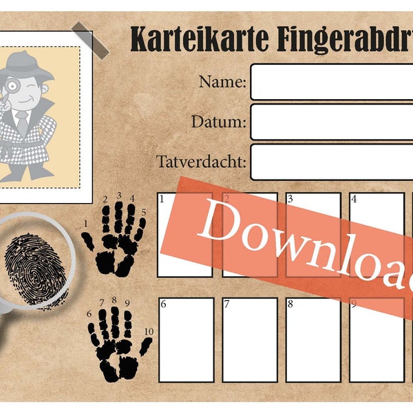 Karteikarte Finger-Abdrücke