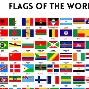 Flags of the World Poster, Country Flags Printable, Nations Art Print ...