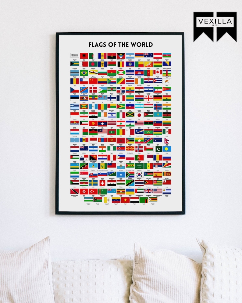 Flags of the World Poster, Country Flags Poster, Nations Art Print