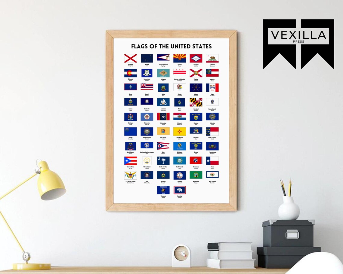 Flags of the United States Poster US States Flags Printable | Etsy