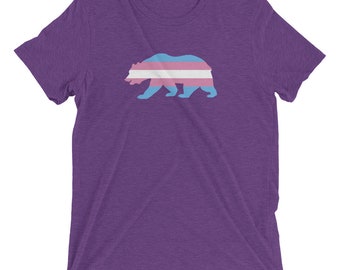 Trans Pride - CA Bear Silhouette on Tri-Blend Shirt